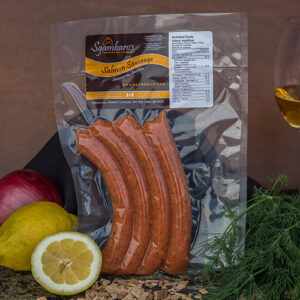 Salmon Sausage Sgambaros Seafood Cryovac Packed